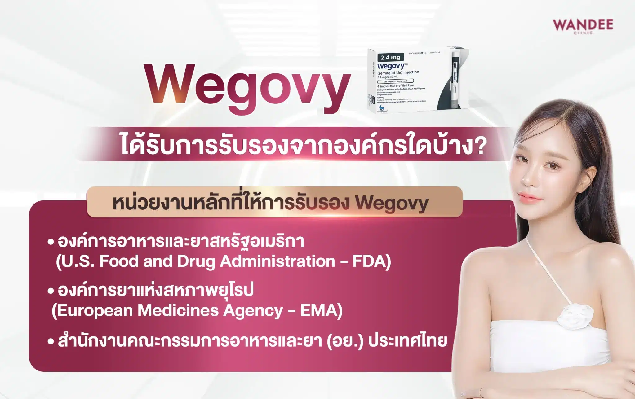 Wegovy ได้รับการรับรองจากองค์กรใดบ้าง?