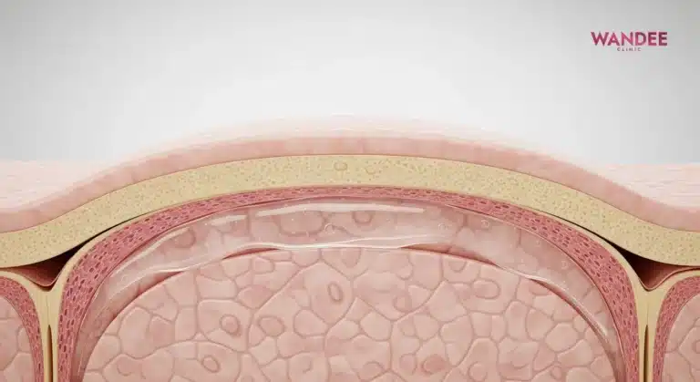 ภาพ 3D แสดงฟิลเลอร์ HA กระจายตัวในชั้นที่เหมาะสม ผิวเรียบเนียน