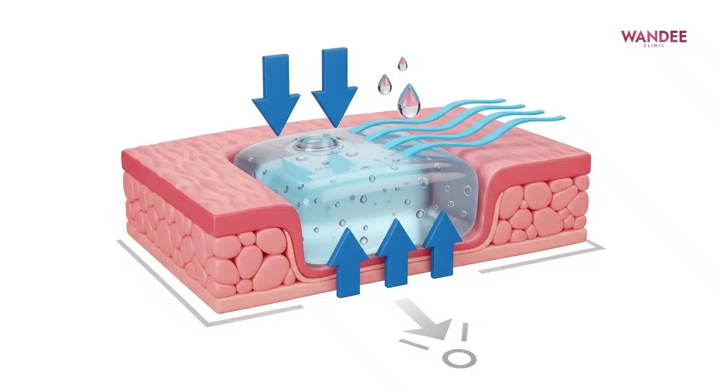 ภาพสื่อแรงกด แรงขยับ แรงโน้มถ่วง และการอุ้มน้ำที่มีผลต่อเจล