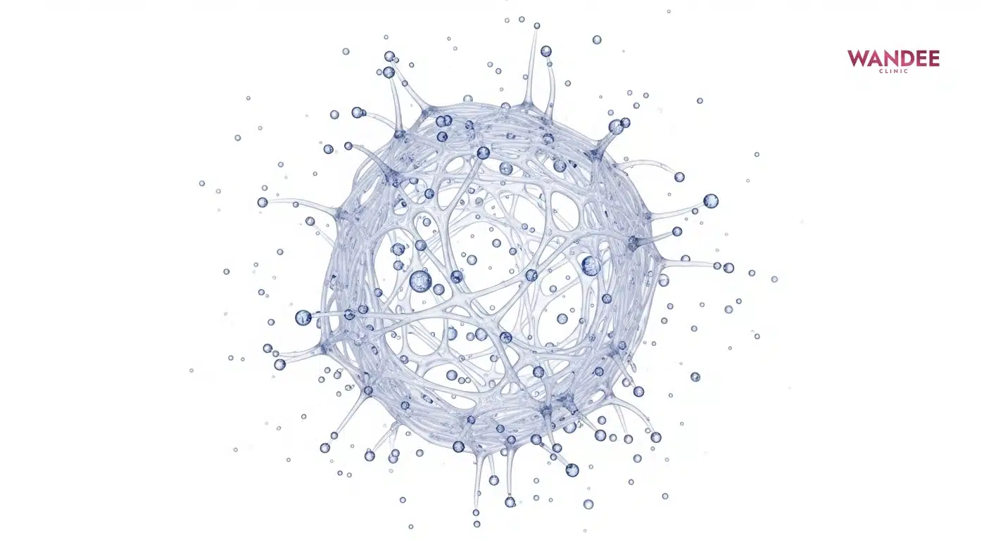 ภาพกลไก HA จับน้ำรอบเจลและเพิ่มปริมาตรเล็กน้อย