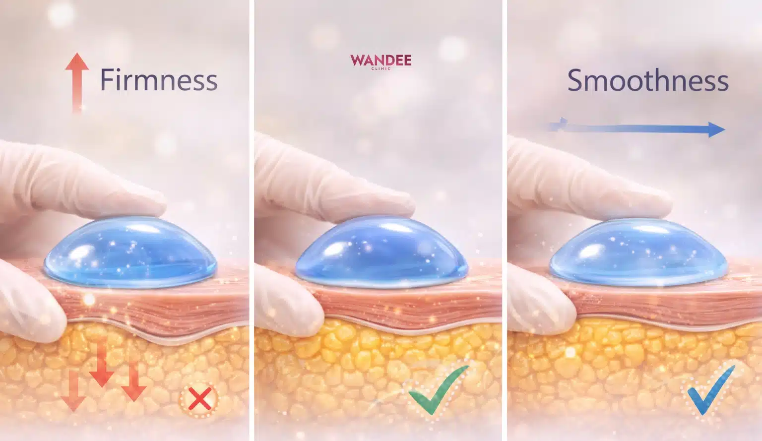 เปรียบเทียบเนื้อฟิลเลอร์ที่มีแรงพยุงและความเนียนต่างกัน