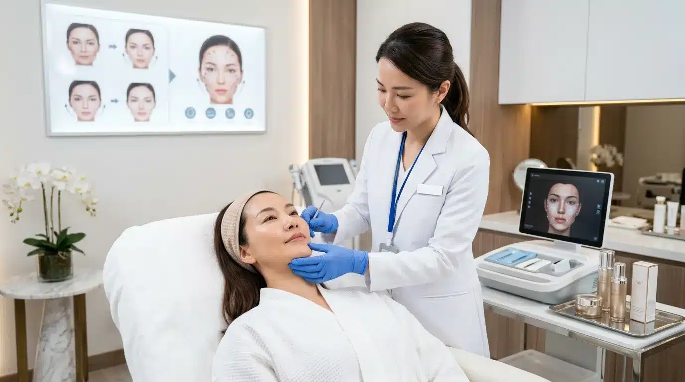 ภาพสื่อการวางแผนลำดับการทำฟิลเลอร์และ HIFU ให้เหมาะกับปัญหาใบหน้าแต่ละคน