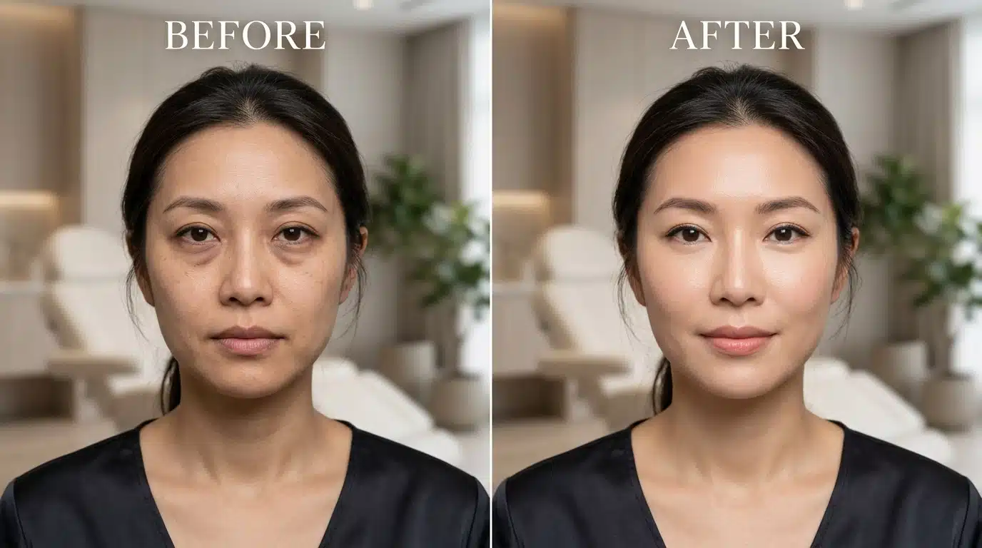 ผลลัพธ์ของการแก้ใต้ตาที่ดูเป็นธรรมชาติและกลืนกับใบหน้า