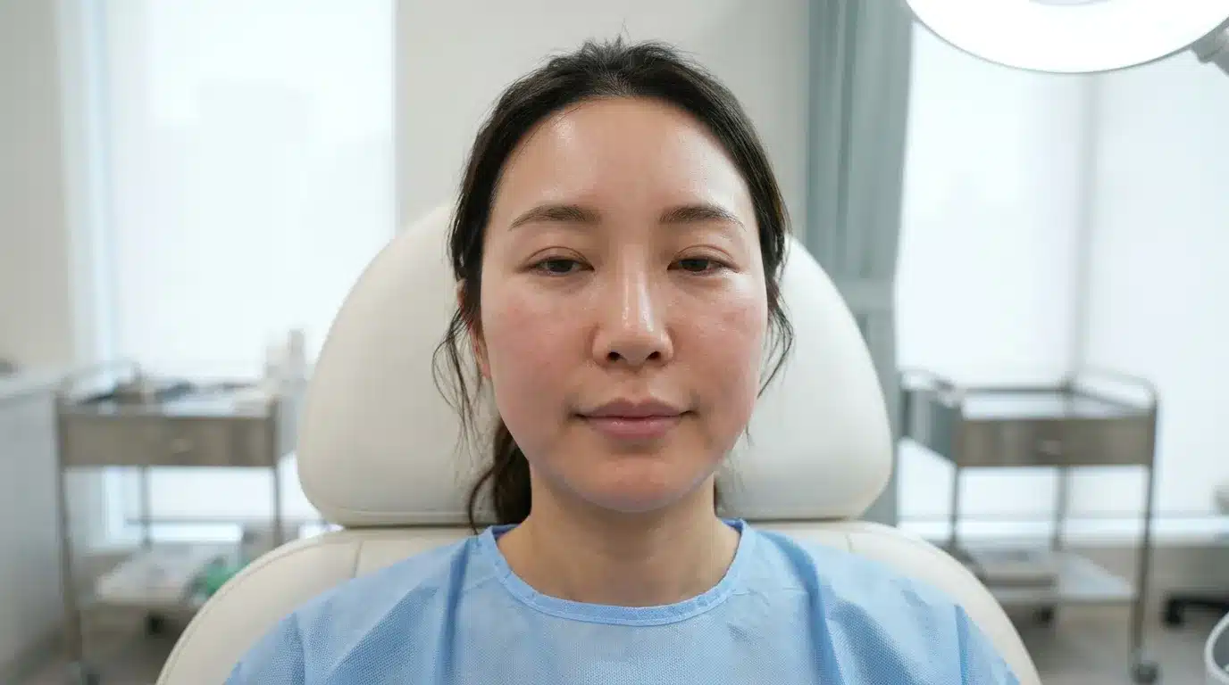 ภาพสื่ออาการบวมและตึงเล็กน้อยหลังทำหัตถการความงาม