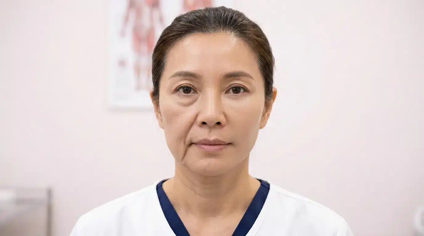 ภาพสื่อการประเมินใบหน้าว่าปัญหาเหมาะกับฟิลเลอร์หรือร้อยไหม โดยดูวอลลุ่มยุบและแนวผิวหย่อน